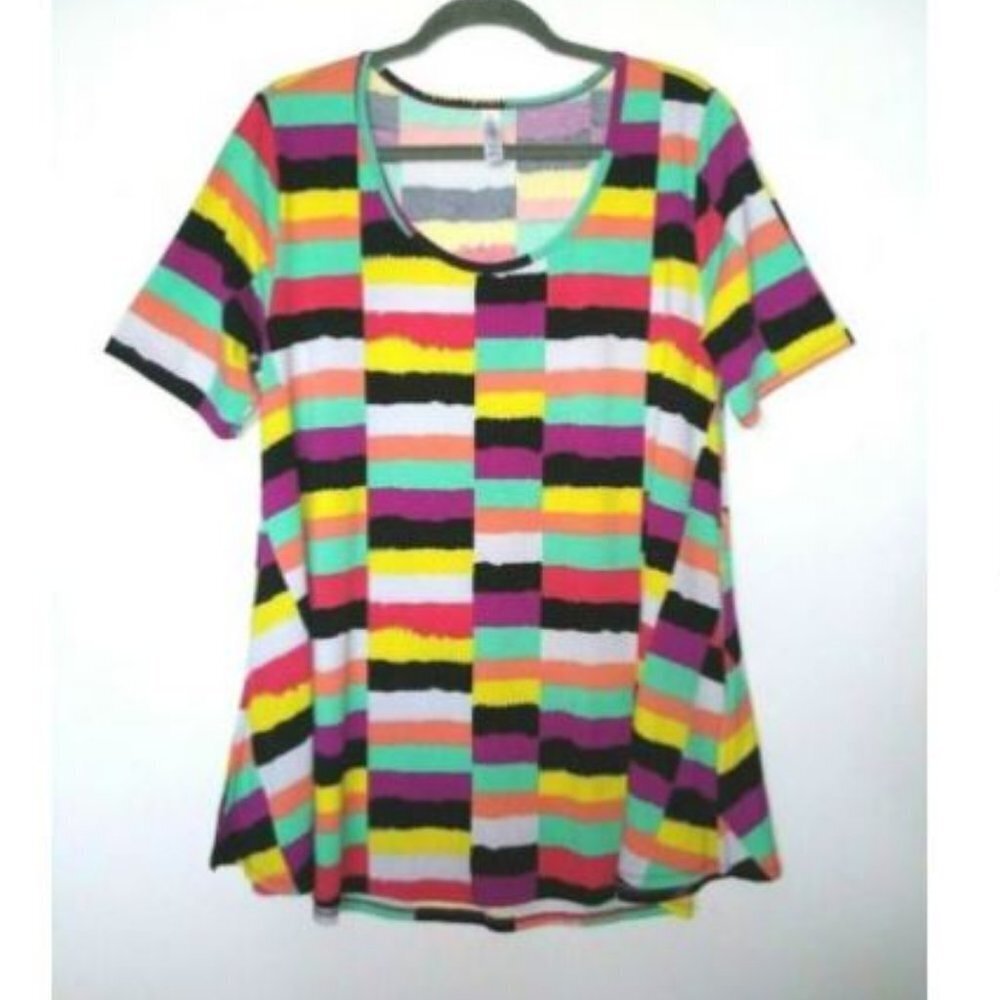 Lularoe top Multicolor bricks/stripes Rainbow spec